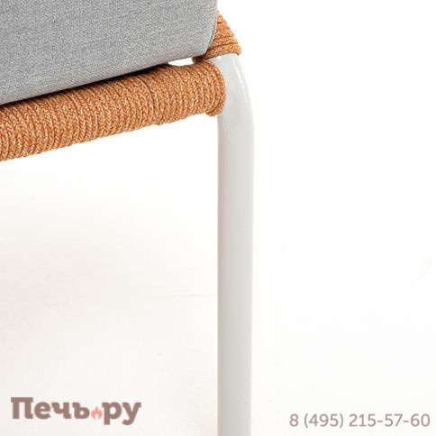 "Милан" диван 2-местный плетеный из роупа, каркас алюминий светло-серый (RAL7035) муар, роуп оранжевый меланж круглый, ткань светло-серая фото 7