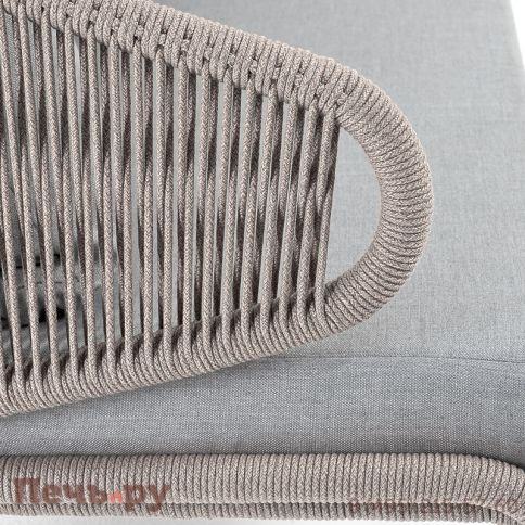 "Милан" диван 2-местный плетеный из роупа, каркас алюминий светло-серый (RAL7035) муар, роуп серый меланж круглый, ткань светло-серая фото 5