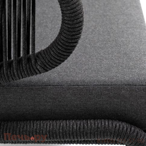 "Милан" диван 2-местный плетеный из роупа, каркас алюминий темно-серый (RAL7024) муар, роуп темно-серый круглый, ткань темно-серая 027 фото 6