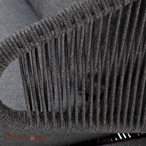 "Милан" диван 2-местный плетеный из роупа, каркас алюминий темно-серый (RAL7024) муар, роуп темно-серый круглый, ткань темно-серая 027 фото 8