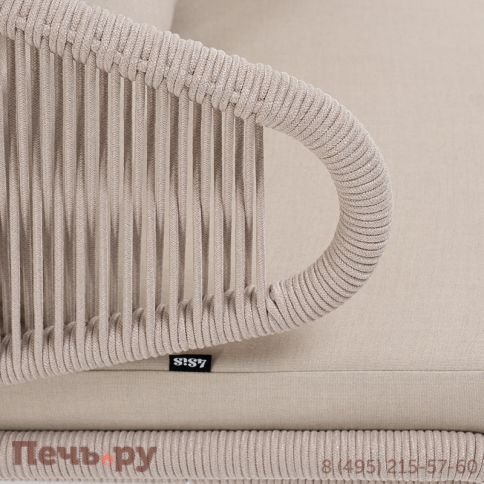 "Милан" кресло плетеное из роупа, каркас алюминий белый муар, роуп бежевый круглый, ткань бежевая 052 фото 4