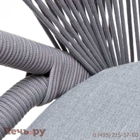 "Милан" стул плетеный из роупа, каркас алюминий белый муар, роуп светло-серый круглый, ткань светло-серая фото 7