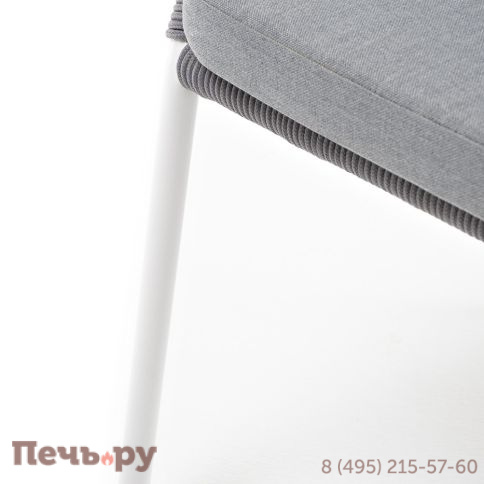 "Милан" стул плетеный из роупа, каркас алюминий белый муар, роуп светло-серый круглый, ткань светло-серая фото 8