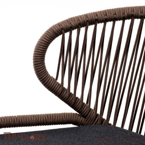 "Милан" стул плетеный из роупа, каркас алюминий коричневый (RAL8016) муар, роуп коричневый круглый, ткань темно-серая 027 фото 4