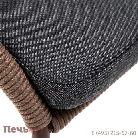 "Милан" стул плетеный из роупа, каркас алюминий коричневый (RAL8016) муар, роуп коричневый круглый, ткань темно-серая 027 фото 6