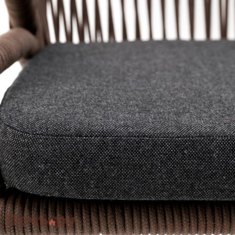 "Милан" стул плетеный из роупа, каркас алюминий коричневый (RAL8016) муар, роуп коричневый круглый, ткань темно-серая 027 фото 7