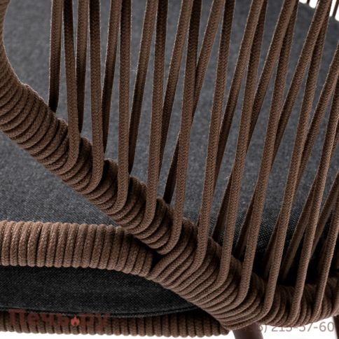 "Милан" стул плетеный из роупа, каркас алюминий коричневый (RAL8016) муар, роуп коричневый круглый, ткань темно-серая 027 фото 8