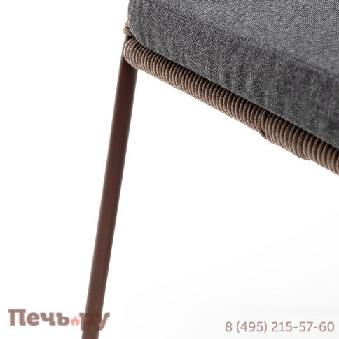 "Милан" стул плетеный из роупа, каркас алюминий коричневый (RAL8016) муар, роуп коричневый круглый, ткань темно-серая 027 фото 9