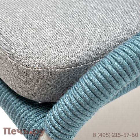 "Милан" стул плетеный из роупа, каркас алюминий светло-серый (RAL7035) муар, роуп бирюзовый круглый, ткань светло-серая фото 4