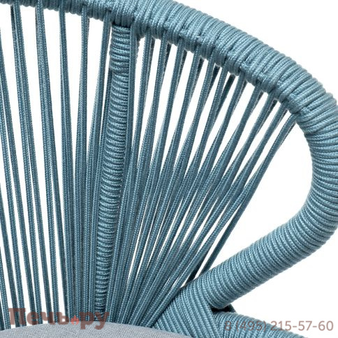 "Милан" стул плетеный из роупа, каркас алюминий светло-серый (RAL7035) муар, роуп бирюзовый круглый, ткань светло-серая фото 5