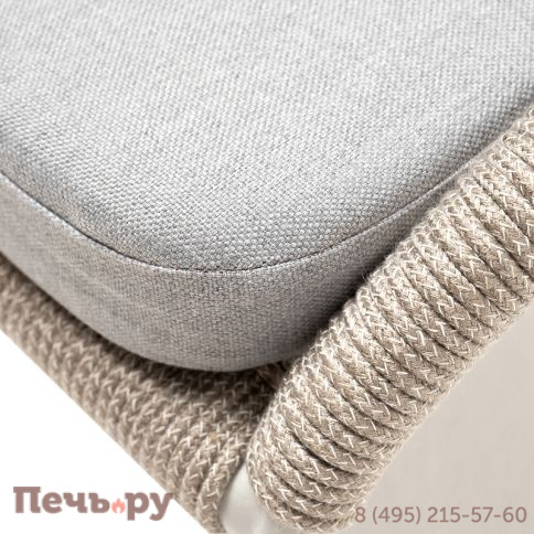 "Милан" стул плетеный из роупа, каркас алюминий светло-серый (RAL7035) муар, роуп серый меланж круглый, ткань светло-серая фото 4