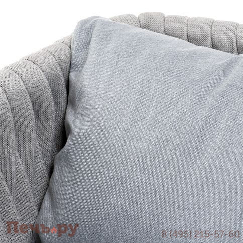 "Монако" диван 2-местный плетеный из роупа, каркас алюминий светло-серый (RAL7035) муар, роуп светло-серый 40 мм, ткань светло-серая фото 6