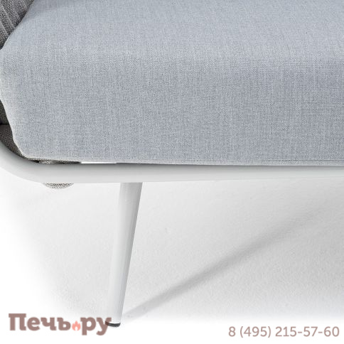 "Монако" диван 2-местный плетеный из роупа, каркас алюминий светло-серый (RAL7035) муар, роуп светло-серый 40 мм, ткань светло-серая фото 7