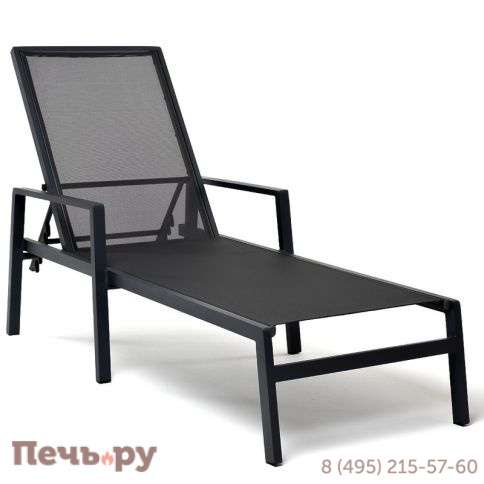 "Парма" шезлонг из алюминия темно-серый (RAL7024) муар, ткань текстилен серая фото