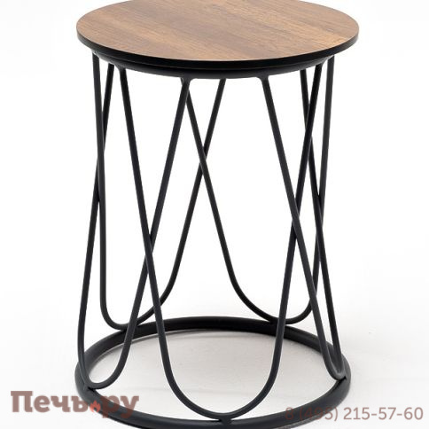 "Перу" журнальный стол из HPL круглый Ø40 H55, каркас из алюминия темно-серый (RAL 7024) муар, цвет столешницы "дуб" фото