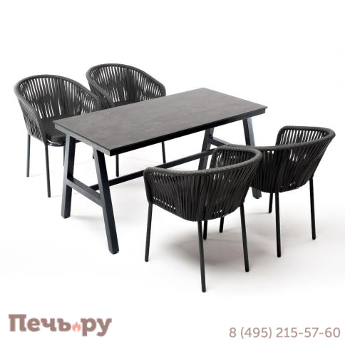 "Рио" обеденная группа на 4 персоны, стол HPL "серый гранит", цвет серый фото