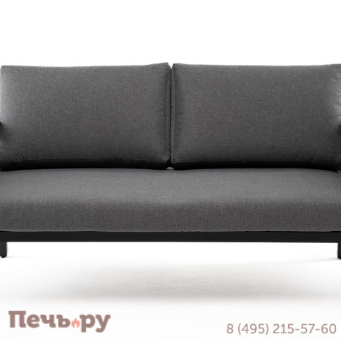 "Сан Ремо" диван 2-местный плетеный из роупа, каркас алюминий темно-серый, роуп серый, ткань серая фото 2