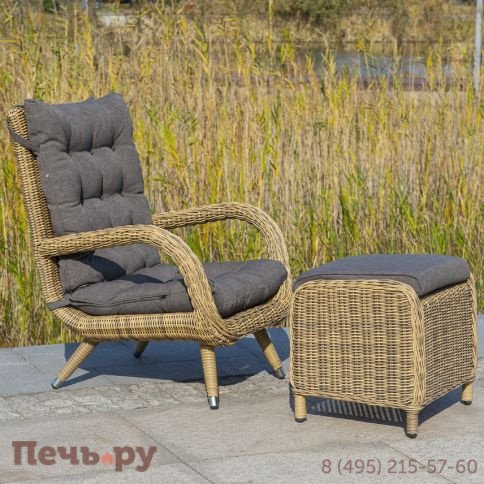 "Толедо" кресло плетеное с подушками, цвет соломенный фото 5