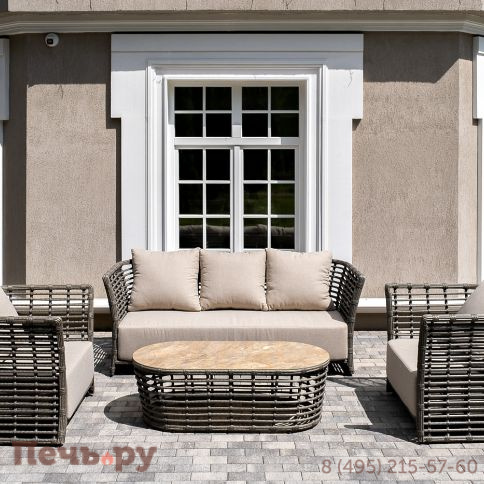 "Валенсия" лаунж-зона из искусственного ротанга, цвет серый фото