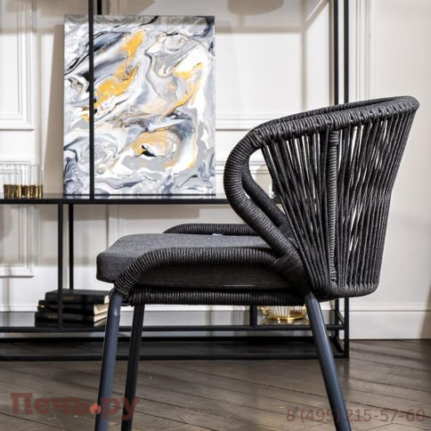 "Венето" обеденная группа на 4 персоны со стульями "Милан", каркас темно-серый, роуп темно-серый фото 11