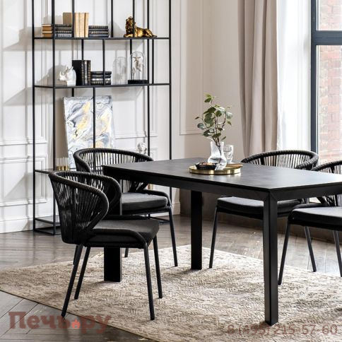 "Венето" обеденная группа на 4 персоны со стульями "Милан", каркас темно-серый, роуп темно-серый фото 3