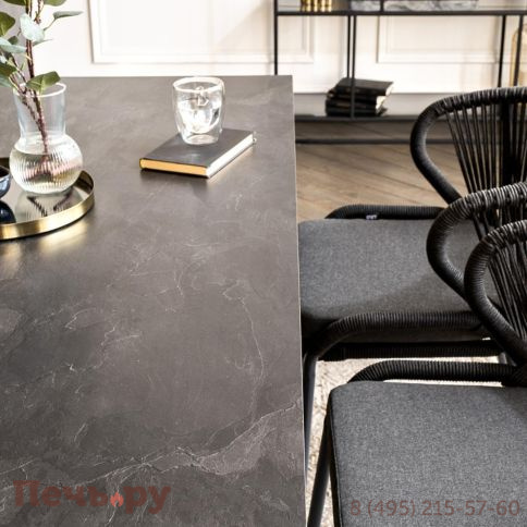 "Венето" обеденная группа на 4 персоны со стульями "Милан", каркас темно-серый, роуп темно-серый фото 5