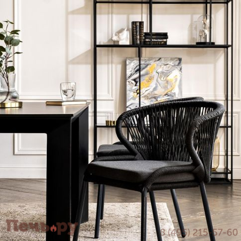 "Венето" обеденная группа на 4 персоны со стульями "Милан", каркас темно-серый, роуп темно-серый фото 8