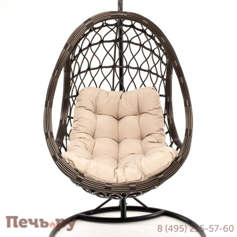 "Венеция" подвесное кресло-кокон из искусственного ротанга, цвет бронзовый с бежевой подушкой фото 12