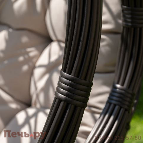 "Венеция" подвесное кресло-кокон из искусственного ротанга, цвет бронзовый с бежевой подушкой фото 7