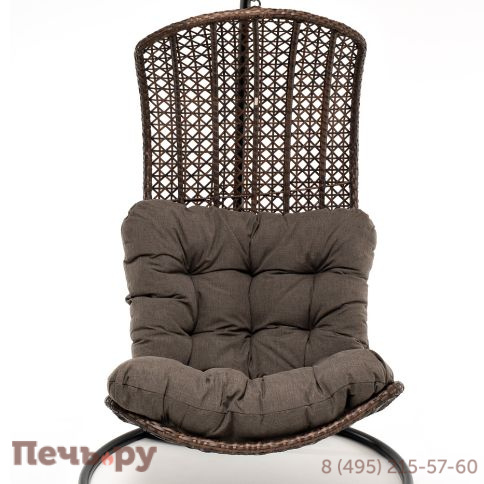 "Виши" подвесное кресло-кокон из искусственного ротанга, цвет коричневый с серо-коричневой подушкой фото 10