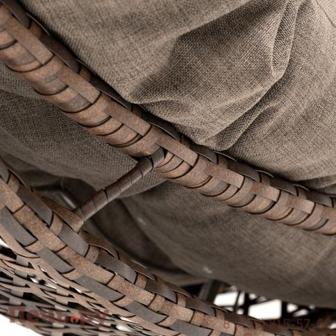 "Виши" подвесное кресло-кокон из искусственного ротанга, цвет коричневый с серо-коричневой подушкой фото 13