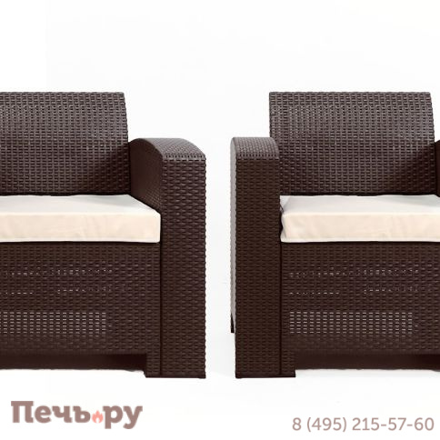 Комплект из 2-х кресел Gardeck B:Rattan premium в цвете венге с подушками фото