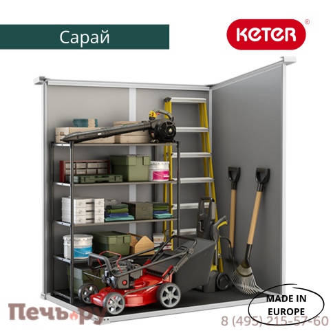 Сарай Keter "Манор Пент 6x4" (размеры 175 x 103 см), серый фото 3