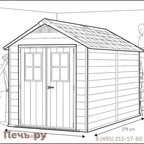 Сарай Keter "Ньютон 759" (размеры 210 х 279 см), серый фото 7