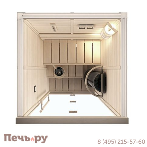 Сауна в сборе Sawo 1414 (1,4м х 1,4м, ель, полностью стеклянная стена, дизайн Classic) фото 3