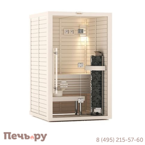 Сауна в сборе Sawo 1414 (1,4м Х 1,4м, кедр, полностью стеклянная стена, дизайн Wave) фото