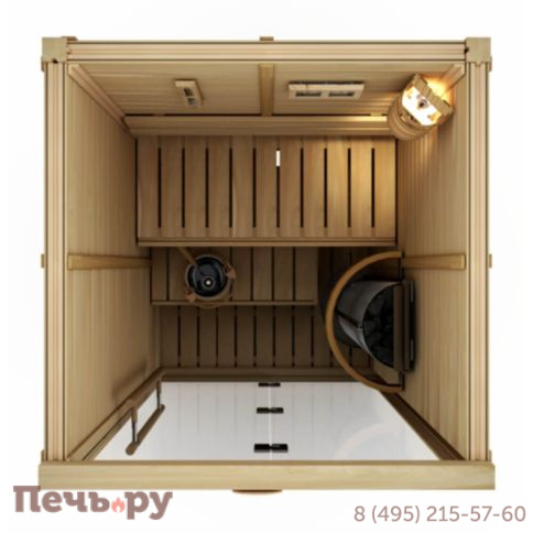 Сауна в сборе Sawo 1414RS-PD-G (1,4м х 1,4м, кедр, полностью стеклянная стена, дизайн Piano, правая) фото 2