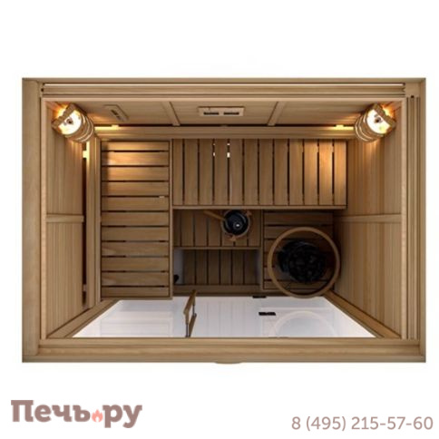 Сауна в сборе Sawo 1420ML-PD-G (1,4м Х 2.0м, кедр, полностью стеклянная стена, дизайн Piano) фото 2