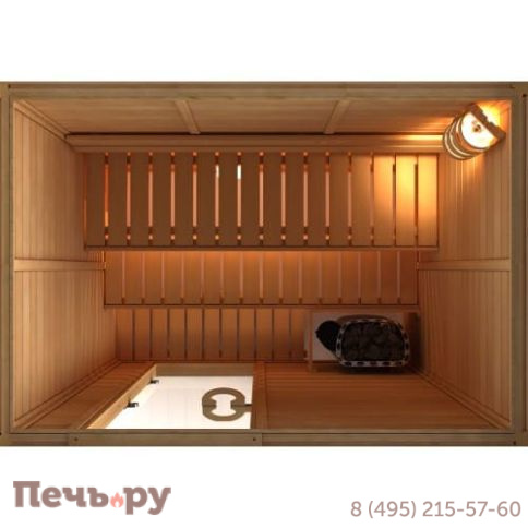 Сауна в сборе Sawo 2020ML-CD-G ( 2.0м Х 2.0м, кедр, полностью стеклянная стена, дизайн Classic, левая) фото 2