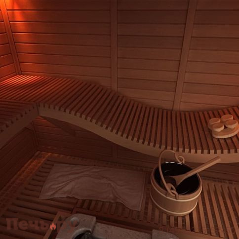 Сауна в сборе Sawo 2020ML-PA-G (2.0м Х 2.0м, осина, полностью стеклянная стена, дизайн Piano, правая) фото 3