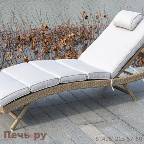 Шезлонг 4SiS Лиссабон из искусственного ротанга, цвет соломенный фото 6