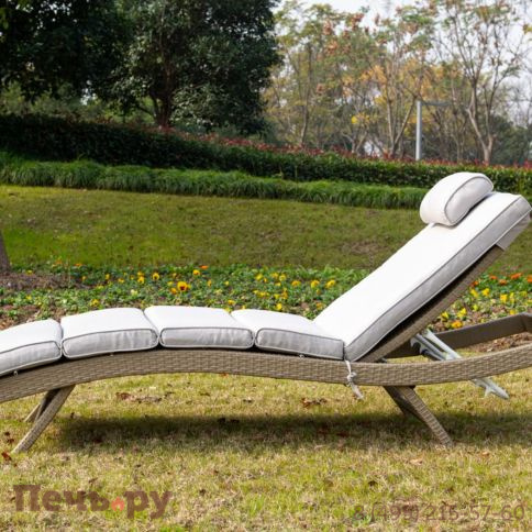 Шезлонг 4SiS Лиссабон из искусственного ротанга, цвет соломенный фото 8