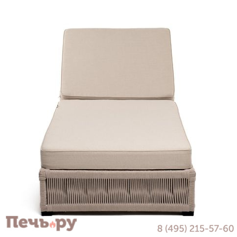 Шезлонг 4SiS Ривьера плетеный из роупа, каркас алюминий белый муар, роуп бежевый круглый, ткань бежевая 052 фото 2