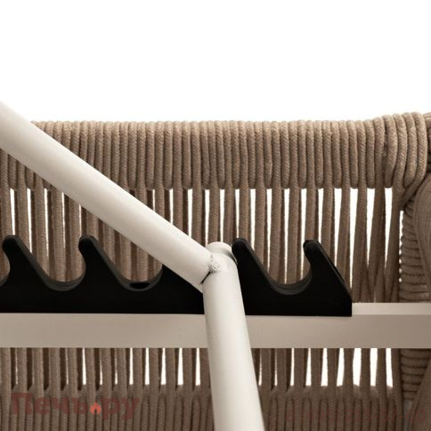 Шезлонг 4SiS Ривьера плетеный из роупа, каркас алюминий белый муар, роуп бежевый круглый, ткань бежевая 052 фото 6