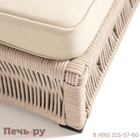 Шезлонг 4SiS Ривьера плетеный из роупа, каркас алюминий белый муар, роуп бежевый круглый, ткань бежевая 052 фото 8