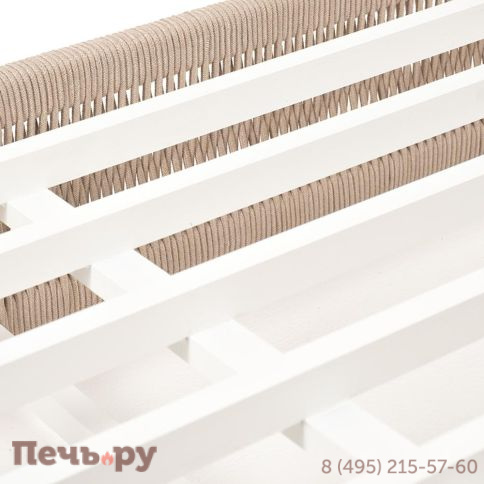 Шезлонг 4SiS Ривьера плетеный из роупа, каркас алюминий белый муар, роуп бежевый круглый, ткань бежевая 052 фото 9