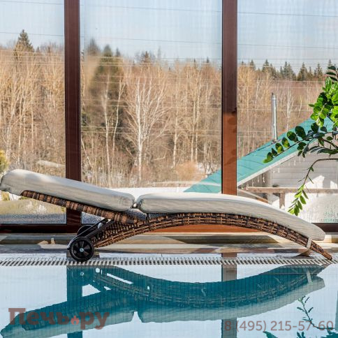 Шезлонг AGATA коричневый с матрасом фото 2