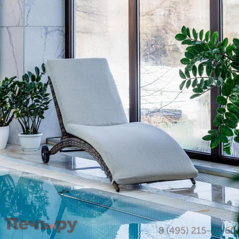 Шезлонг AGATA коричневый с матрасом фото