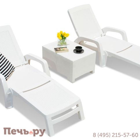 Шезлонг Gardeck B:rattan MIAMI складной, белый (дисконт) фото 2