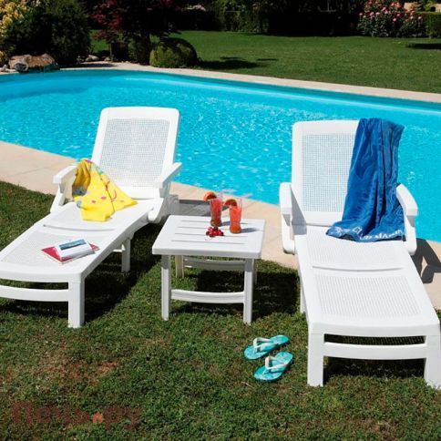 Шезлонг Gardeck B:rattan MIAMI складной, белый (дисконт) фото 4